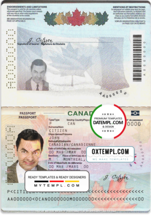 Canada Passport template in PSD format, fully editable (2010 - present)