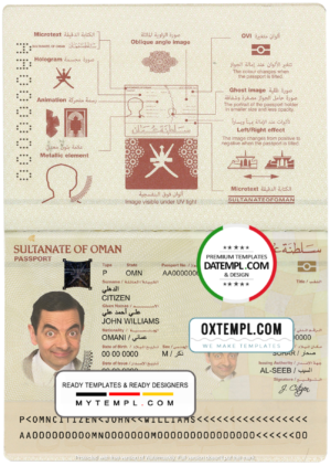 Oman passport template in PSD format, fully editable (2014 - present)