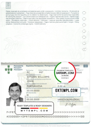 Portugal passport template in PSD format (2006 - 2017)