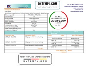 Pakistan The Bank of Khyber bank statement easy to fill template in Excel and PDF format