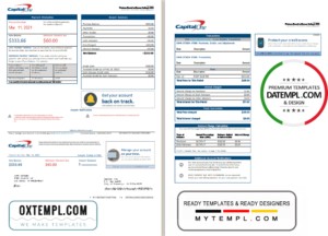 USA Capital One bank statement template in Word and PDF format (2 pages) version 3