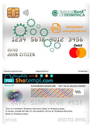 Dominica National Bank of Dominica mastercard debit card template in PSD format, fully editable