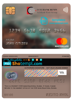 Equatorial Guinea CCEI Bank mastercard template in PSD format, fully editable