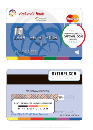 Germany ProCredit Bank mastercard credit card template in PSD format, fully editable