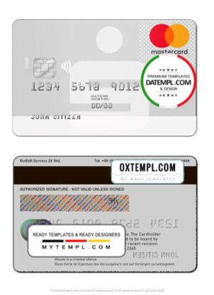 Germany Sparkasse Bank mastercard card template in PSD format, fully editable