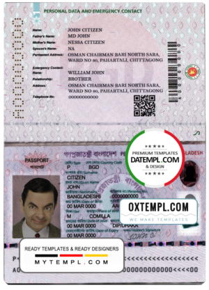 Bangladesh e-passport template in PSD format (2020 - present)