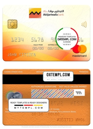 Senegal Attijariwafa Bank mastercard, fully editable template in PSD format
