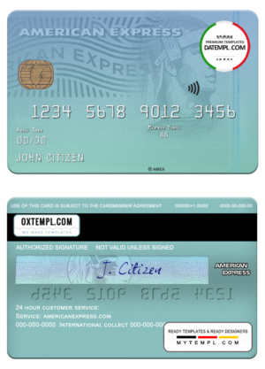 USA New York CFSB bank AMEX card template in PSD format, fully editable