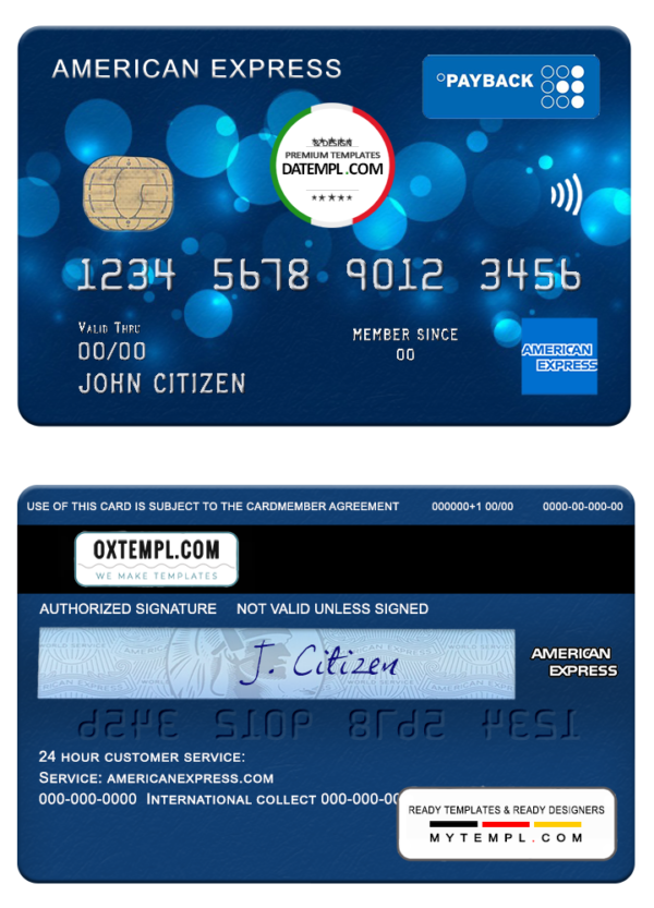 USA Regions bank AMEX payback card template in PSD format, fully editable