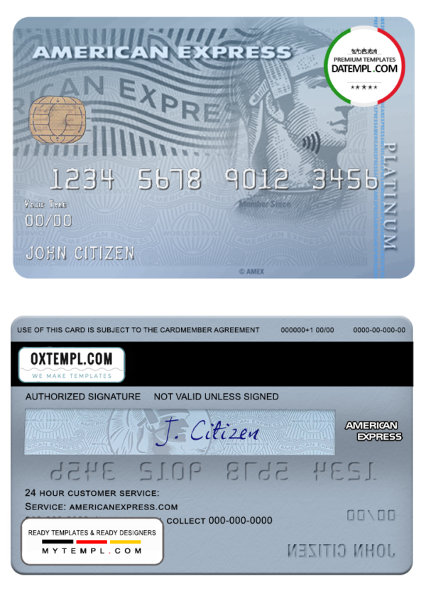 USA Carrington Mortgage Services bank AMEX platinum card template in PSD format, fully editable