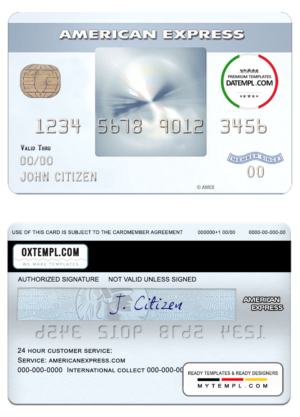 USA New York CFSB bank AMEX everyday® credit card template in PSD format, fully editable