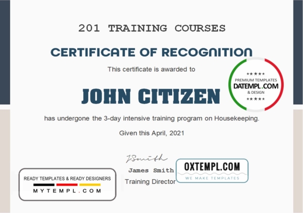 USA Training Course certificate template in Word and PDF format