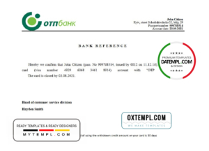 Ukraine OTP bank account closure reference letter template in Word and PDF format