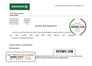 Turkey Sekerbank account closure reference letter template in Word and PDF format