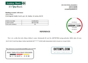 Sri Lanka Amana Bank bank account closure reference letter template in Word and PDF format