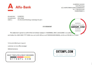 Russia Alfa Bank bank account closure reference letter template in Word and PDF format