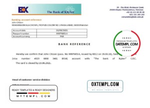 Pakistan Khyber bank account closure reference letter template in Word and PDF format