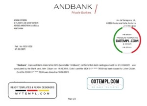 Andorra Andbank account closure reference letter template in Word and PDF format