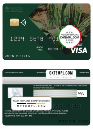Angola Comercial Bank visa card debit card template in PSD format, fully editable