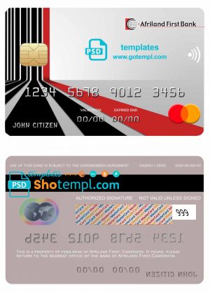 Cameroon Afriland First bank mastercard credit card template in PSD format, fully editable