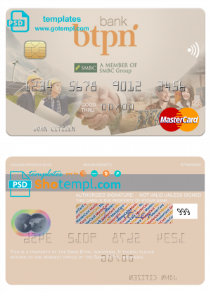 Indonesia Bank BTPN mastercard template in PSD format, fully editable