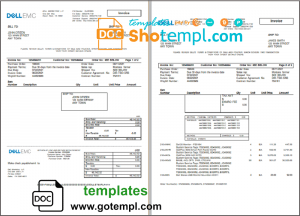 USA Dell Technologies invoice template in Word and PDF format, fully editable