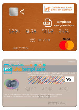 Georgia Bank of Georgia mastercard template in PSD format