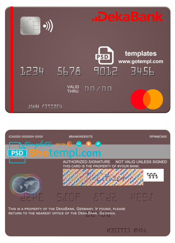 Germany Deka Bank mastercard template in PSD format