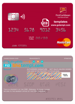 Grenada CBIC mastercard fully editable template in PSD format
