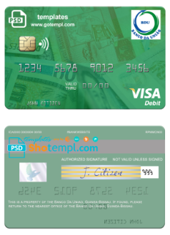 Guinea Bissau Banco Da Uniao visa card fully editable template in PSD format