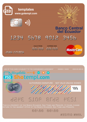 Sao Tome and Principe Banco Ecuador mastercard template in PSD format