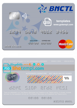 Timor-Leste Banco Nacional de Comércio de Timor-Leste mastercard template in PSD format