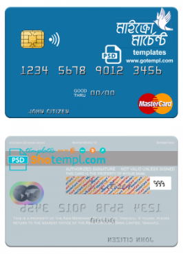 Vanuatu Asia Merchant Bank Limited mastercard template in PSD format