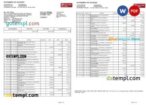 India IDFC First bank statement Word and PDF template, 2 pages
