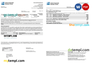 Italy American Express Amex bank card statement Word and PDF template, 3 pages