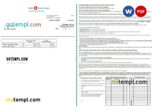 USA BMO Harris bank statement Word and PDF template, 3 pages