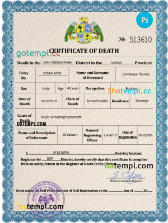 Dominica vital record death certificate PSD template, completely editable