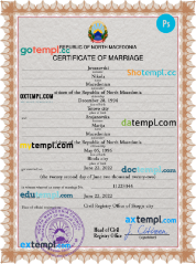 North Macedonia marriage certificate PSD template, fully editable