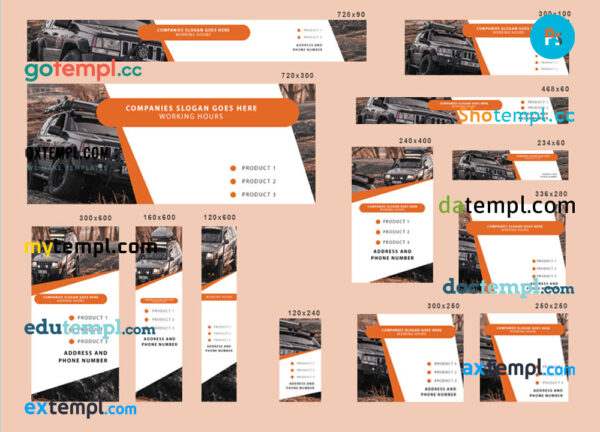 # transport motion editable banner template set of 13 PSD