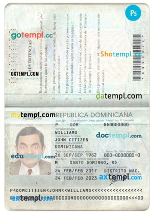 Dominican Republic passport template in PSD format, fully editable
