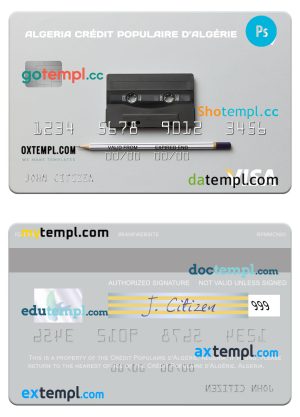 Algeria Crédit Populaire d’Algérie visa card template in PSD format
