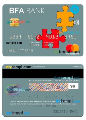 Angola Banco de Fomento mastercard template in PSD format