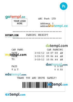 PARKING receipt sample PSD template