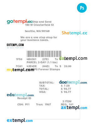 SHIPPING STORE receipt PSD template
