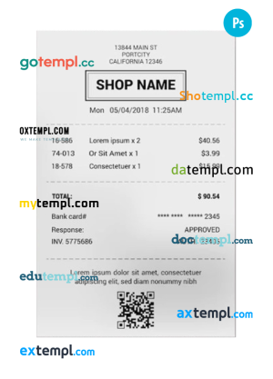 SHOP receipt sample PSD template