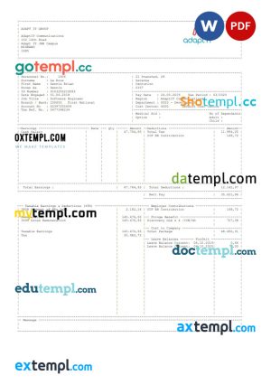 Adapt Id Group pay stub Word and PDF template