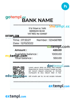 BANK receipt version 2 PSD template