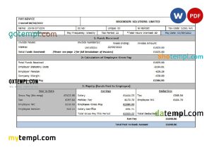 USA Brookson solutions limited payslip Word and PDF template