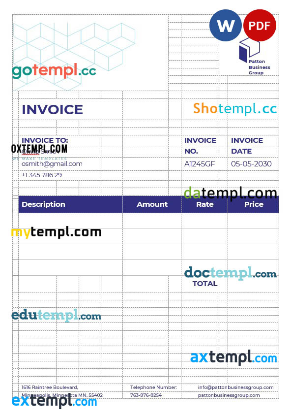 Business Advisor Invoice template in word and pdf format