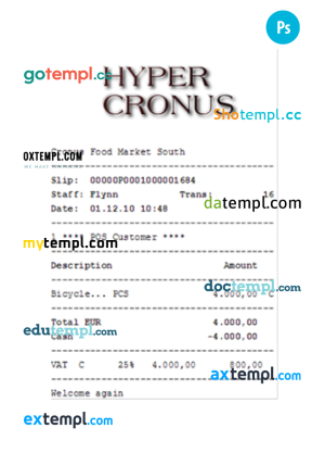HYPER CRONUS payment receipt PSD template
